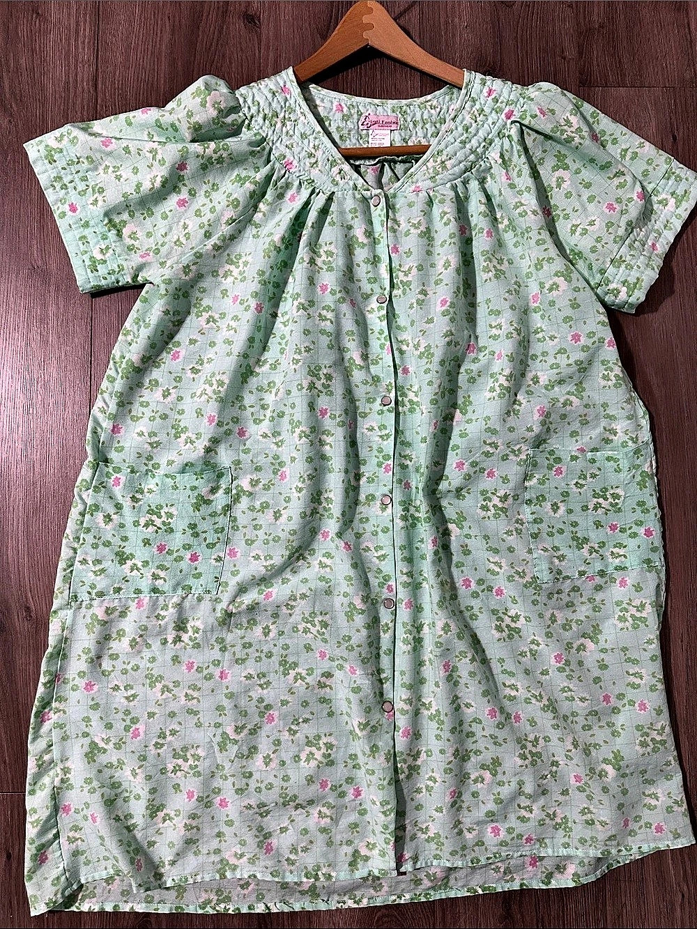Lati Fashion Sleepwear Housecoat Floral Green & Pink